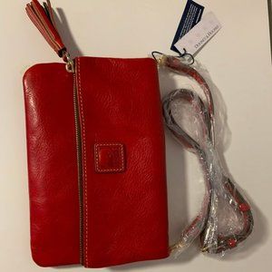 Dooney & Burke Red Florentine Foldover Zip Crossbody Purse